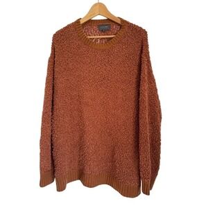 Hudson Gray Women's Rust Orange Knit Sweater Textured Pullover Long‎ Sleeve - L